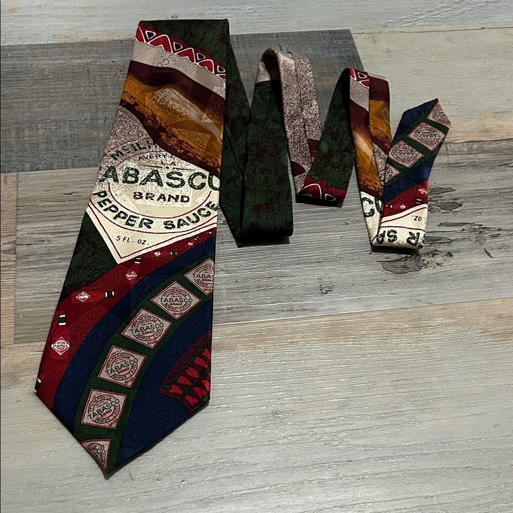 Tabasco Men's Tie 100% Silk Pepper Sauce bottle logo Advertising Made in USA